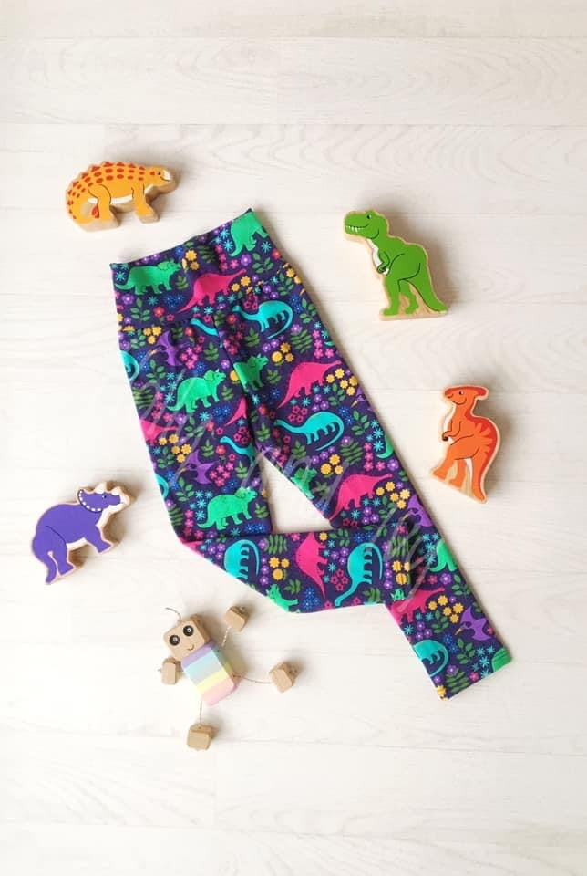 Charlie Leggings - Floral Dinos - Age 2-3 years