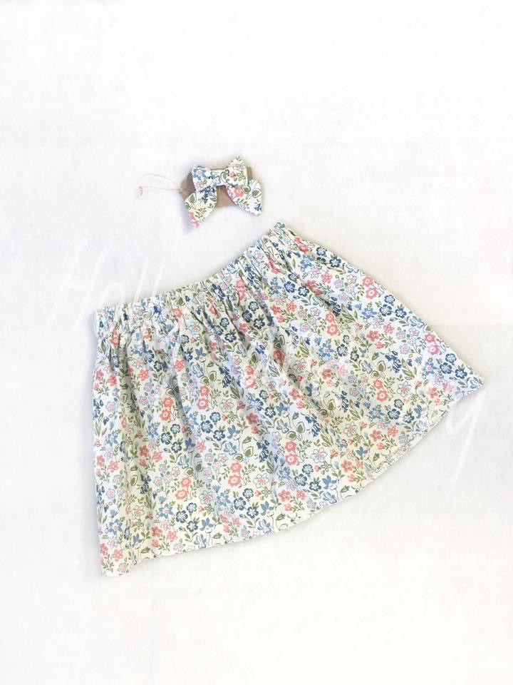 Evie Skirt and Bow Gift Set - Liberty London Floral - Age 2-3 years