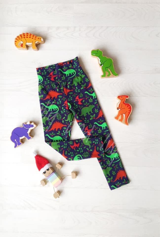 Charlie Leggings - Festive Dinos - Age 2-3 years